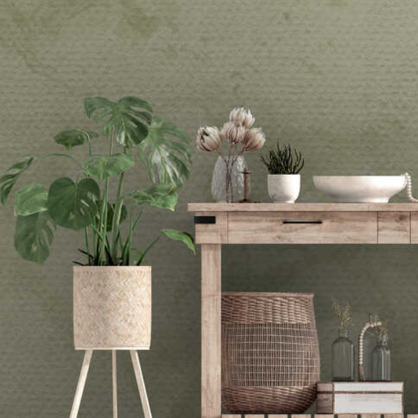 Woven Fabric Wallpaper - Venetian (Olive Green)