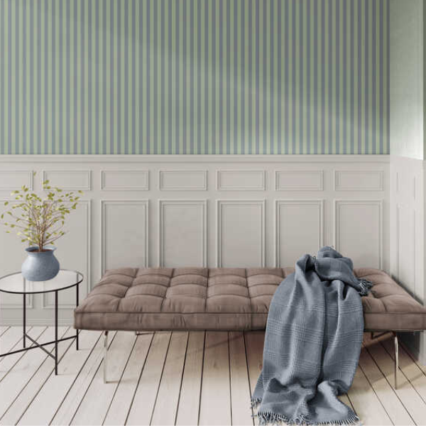 Woven Fabric Wallpaper - Striped Green Grey