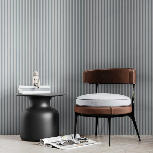 Woven Fabric Wallpaper - Striped Dark Grey