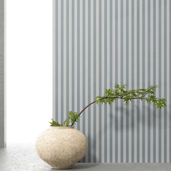 Woven Fabric Wallpaper - Striped Light Grey