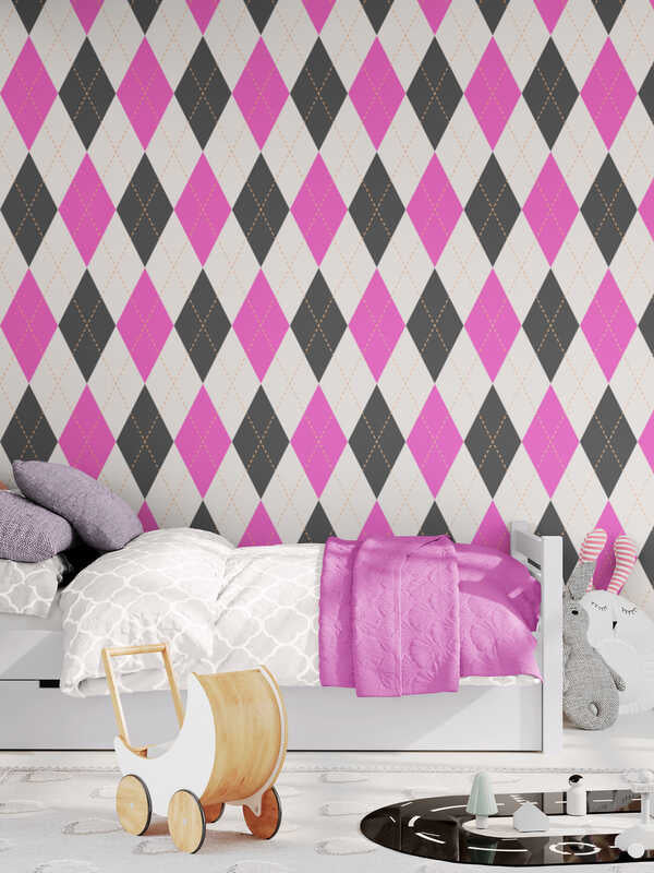 Woven Fabric Wallpaper - Pink Plaid