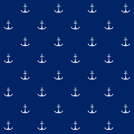 Woven Fabric Wallpaper - Blue Anchor