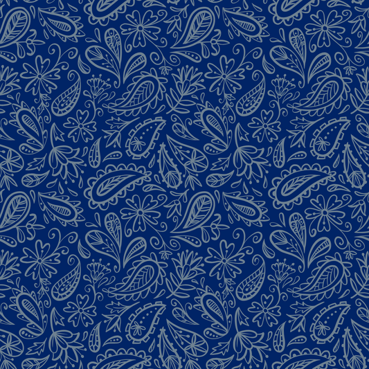 Woven Fabric Wallpaper - Blue Paisley