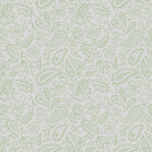 Woven Fabric Wallpaper - Grey Paisley