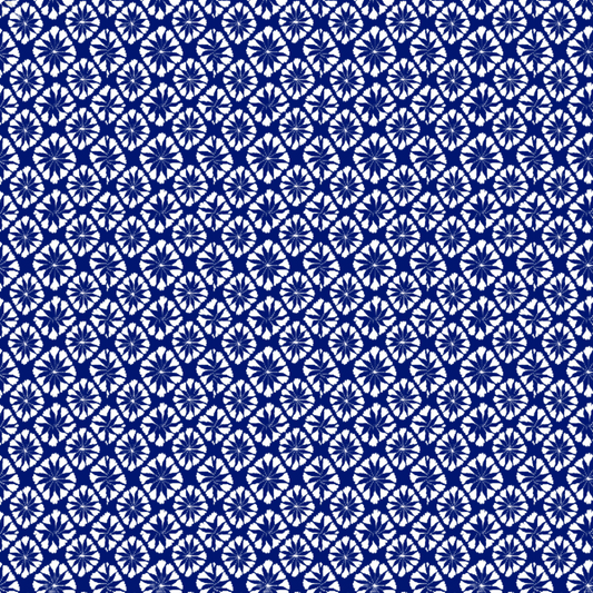 Woven Fabric Wallpaper - Moroccan Blue & White
